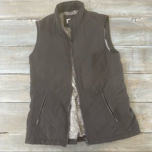 Riding Sport Black Quilted Vest Cinch Waist Zipper Pockets Medium